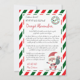 Invitación de Carta de Papá Noel Rojo Verde