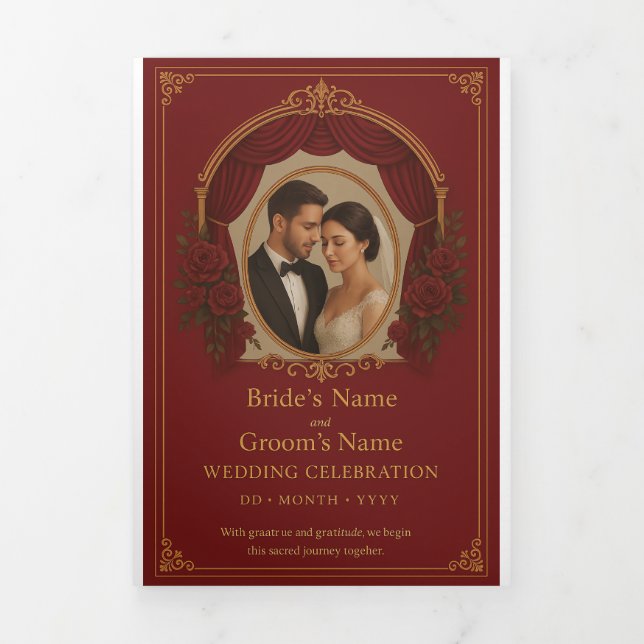 Invitación de carta plegable trifold personalizada (Foto de portada)