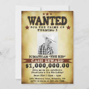 Invitación de cartel de búsqueda de vaquero de cum