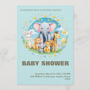 Invitación de Cartoon Animales para Baby Shower de