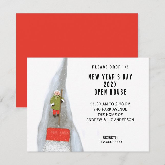 Invitación de Casa Abierta de Año Nuevo (Anverso / Reverso)