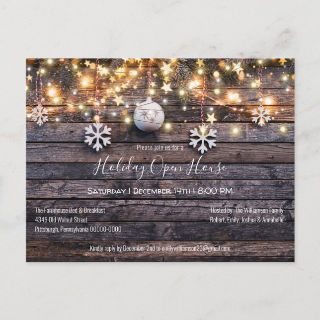 Invitación de Casa Abierta de Fiestas con Luces de (Anverso)
