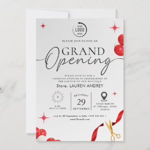 Invitación de Casa Abierta de Negocios con Logo Pe