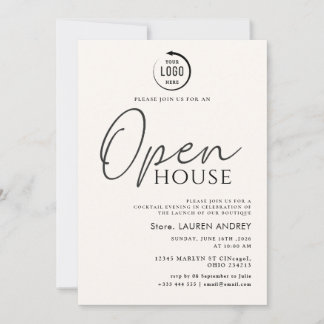 Invitación de Casa Abierta de Negocios con Logotip