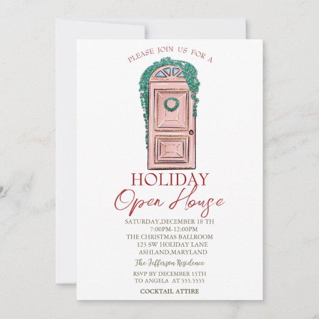 Invitación de casa abierta de puerta de vacaciones (Anverso)