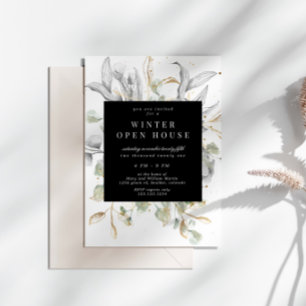 Invitación de Casa Abierta Elegante Cuadrada Flora