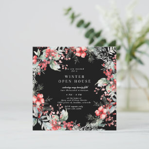 Invitación de Casa Abierta Floral Acuarela Navideñ