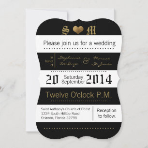 Invitación de casamiento blanco negro de tira mode