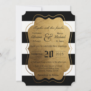 Invitación de casamiento blanco negro de tira mode