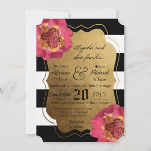 Invitación de casamiento blanco negro de tira mode