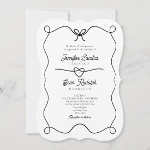 Invitación de casamiento blanco y negro con doblad