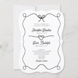 Invitación de casamiento blanco y negro con doblad