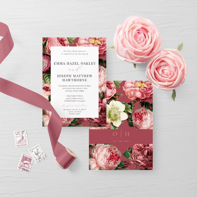 Invitación de casamiento clásico de color rosa Ros (Subido por el creador)
