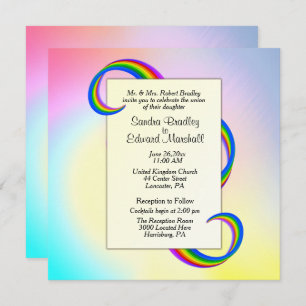 Invitación de casamiento con cinta arcoiris de 5,2