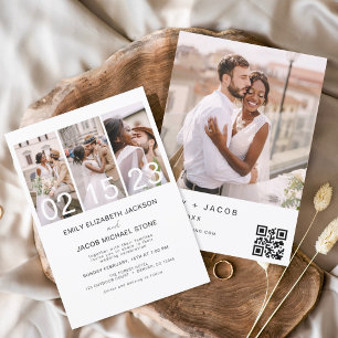Invitación de casamiento con código QR de cuatro f