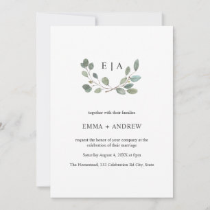 Invitación de casamiento con color de agua de hoja