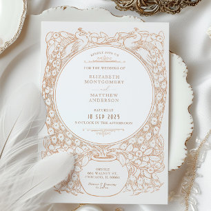 Invitación de casamiento con esquema de pavo real
