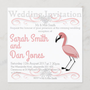 Invitación de casamiento con flamingo rosa (person
