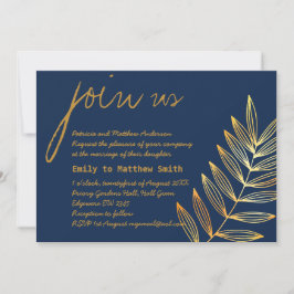 Invitación de casamiento con hojas de cobre azul M