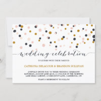 Invitación de casamiento con puntos rosados y de o