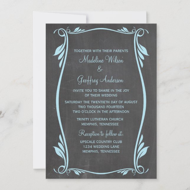 Invitación de casamiento con tablero de chocolate  (Anverso)