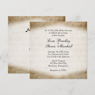 Invitación de casamiento con tema musical de hojas
