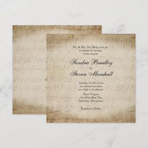 Invitación de casamiento con tema musical de hojas