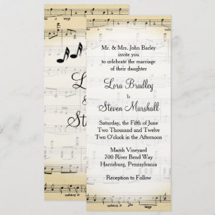 Invitación de casamiento con tema musical de hojas