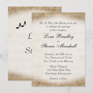 Invitación de casamiento con tema musical de hojas
