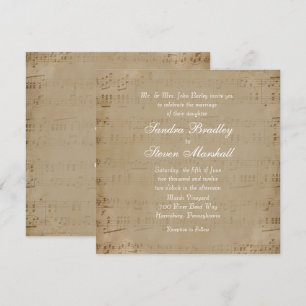 Invitación de casamiento con tema musical de hojas