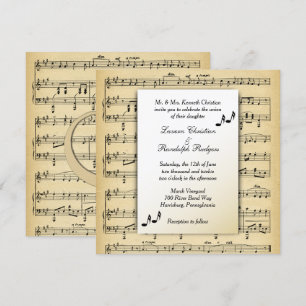Invitación de casamiento con tema musical de hojas