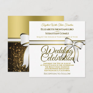 Invitación de casamiento cuadrado de cinta blanca 