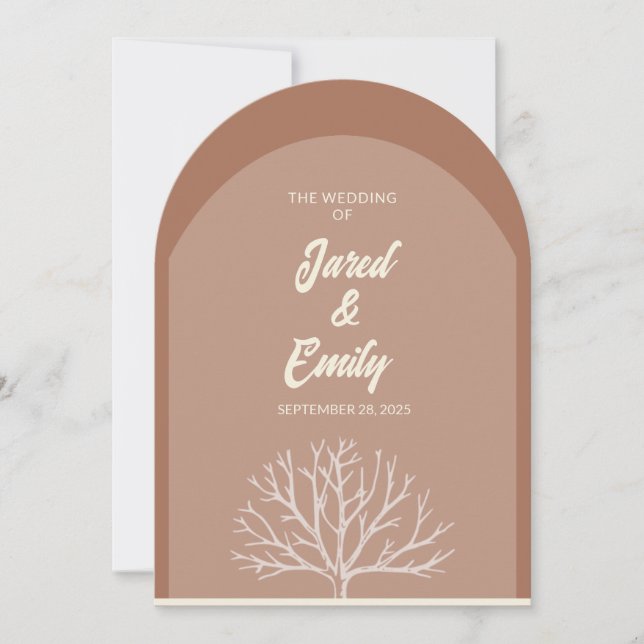 Invitación de casamiento de árbol de estilo de arc (Anverso)