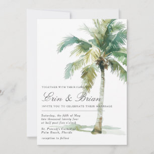 Invitación de casamiento de árbol de palmas de col