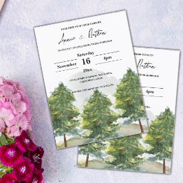 Invitación de casamiento de árboles de acuarela de