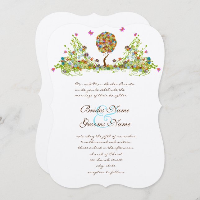 Invitación de casamiento de árboles forestales enc (Anverso / Reverso)