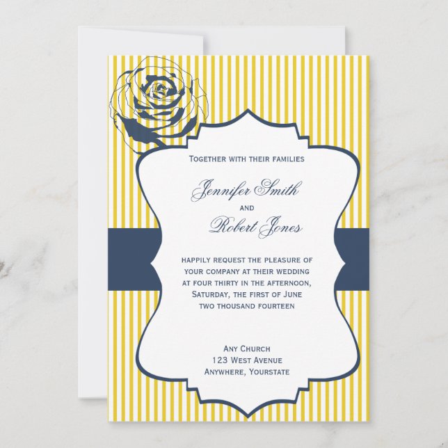 Invitación de casamiento de banda amarillo azul mo (Anverso)