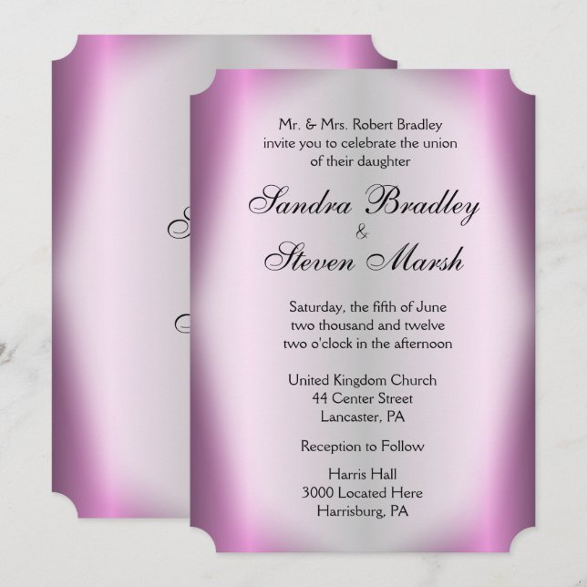 Invitación de casamiento de banda de lavanda 5"x 7 (Anverso / Reverso)
