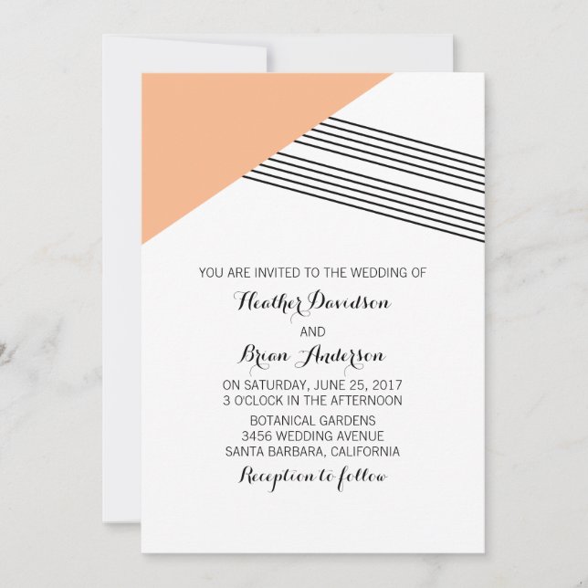 Invitación de casamiento de banda geométrica de na (Anverso)