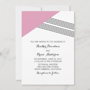 Invitación de casamiento de banda geométrica rosa