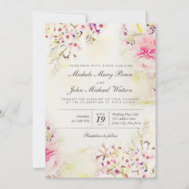Invitación de casamiento de boho vintage de floral