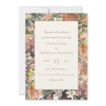 Invitación de casamiento de borde de acuarela flor