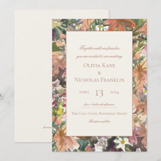 Invitación de casamiento de borde de acuarela flor