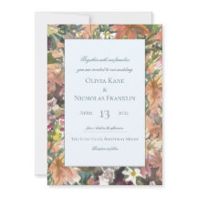 Invitación de casamiento de borde de acuarela flor