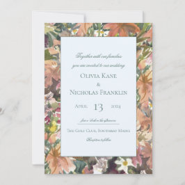 Invitación de casamiento de borde de acuarela flor