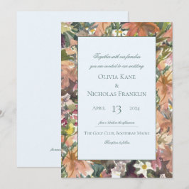 Invitación de casamiento de borde de acuarela flor