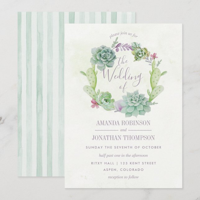 Invitación de casamiento de cactus del desierto ac (Anverso / Reverso)