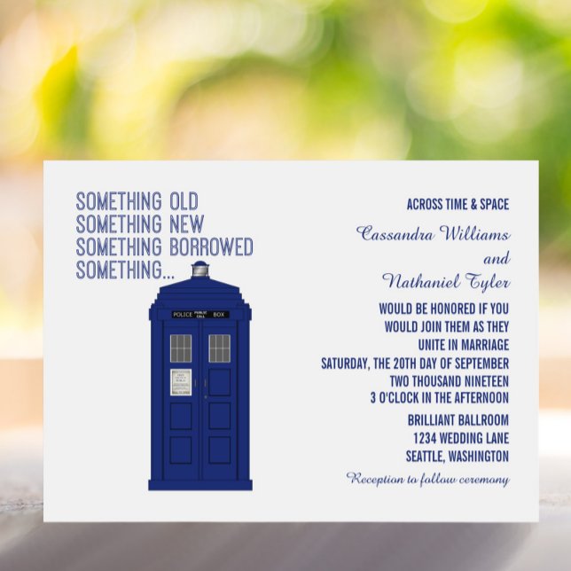 Invitación de casamiento de caja de policía v1 (Police Box Wedding invite)