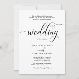 Invitación de casamiento de caligrafía elegante tr