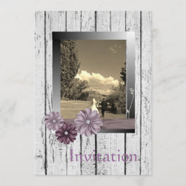 Invitación de casamiento de campo de madera blanca